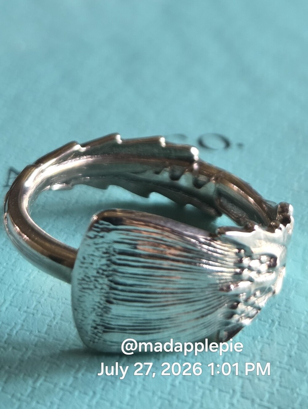 1885 Tiffany & Co. Thistle Spoon Ring In Sterling Silver Luxury Flower #62 - Picture 2 of 14